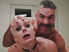 Bald Slut Enjoys Rough Sex